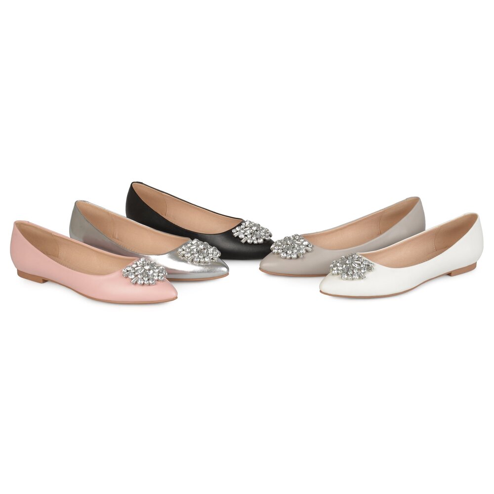 Journee Brinley Faux Leather Pointed Toe Jewel Flats Pink 7.5 - Picture 5 of 5